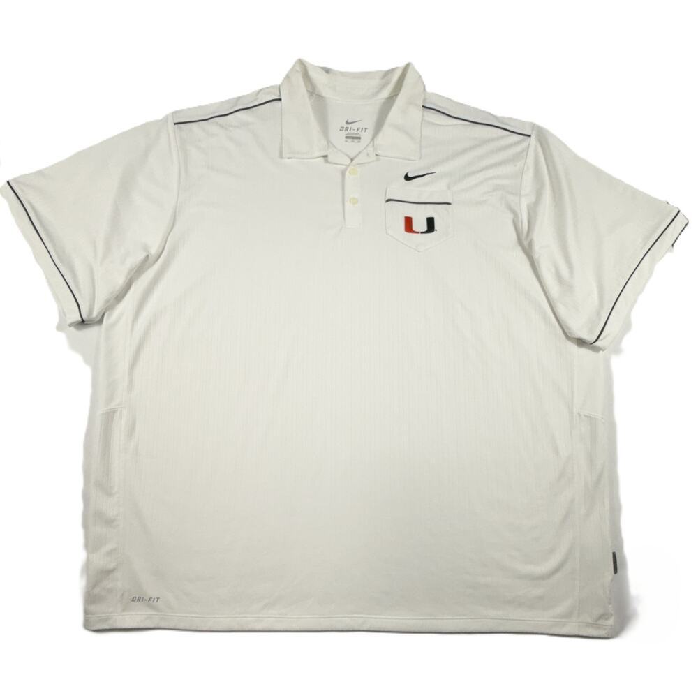Nike Polo Shirt NWOT Mens 4XL Vintage White University of Miami Hurricanes